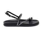Papete Flat Strass London Preta