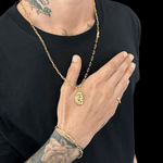 Kit Corrente Cartier (4mm) - 70cm - Feche Canhão + Pulseira - Banhado A Ouro 18k