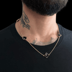 Corrente Trevo preto (19cm) - Banhado a Ouro 18K