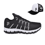 Kit Tênis Esportivo Corrida Caminhada Academia Leve Flexível com Boné do 34 ao 43