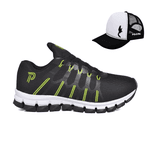 Kit Tênis Esportivo Corrida Caminhada Academia Leve Flexível com Boné do 34 ao 43