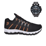 Tênis Unissex Esportivo Confortável Flexível Dia a Dia com Relógio Analógico do 34 ao 43