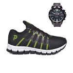 Tênis Unissex Esportivo Confortável Flexível Dia a Dia com Relógio Analógico do 34 ao 43