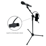 Kit Show Polyvox com Caixa Amplificada XC-512T + Tripé para Caixa + Microfone com Fio + Pedestal para Microfone 