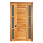 Kit Porta De Madeira Malta 2 Vitrôs Mapaf Natural