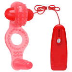 Anel Estimulador Com plug E Vibro Vermelho 