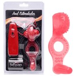 Anel Estimulador Com plug E Vibro Vermelho 