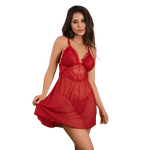 Camisola Em Renda E Tule Sem Bojo Vermelho Rubi M (42) 