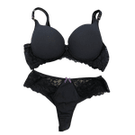 Conjunto Canelado E Renda Preto 46 (GG)