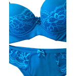 Conjunto Canelado em Renda Turquesa P (40)