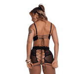 Conjunto Com Saia Com Detalhes Em Trança Preto M (42)