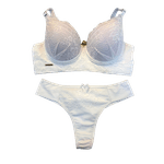 Conjunto fio Micro e Renda Com bojo Soft Branco M (42)
