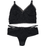 Conjunto Sem Bojo Alça Canelada Preto P (40)