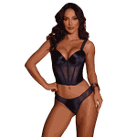 Corselet Em Malha Acetinada Com Barabtanas E Bojo Azul G