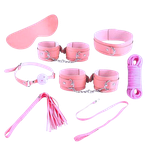 Kit Bondage 7 Em 1 Couro Sintético Rosa