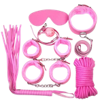Kit Sado Erótico Bandage 6 Peças Rosa 