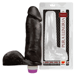 Pênis Realístico Com Escroto E Vibro 20,5 x 4,7 cm Preto
