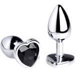 Plug Anal De Aço Inoxidável Formato Coração Preto Tamanho G
