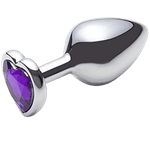 Plug Anal De Aço Inoxidável Formato Coração Roxo Tamanho G