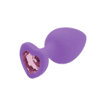 Plug Anal Em Silicone Roxo Com Coração Rosa M