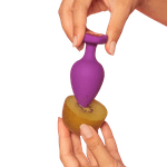 Plug Anal Em Silicone Roxo Com Coração Rosa M