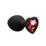 Plug Anal Em Silicone Preto Com Coração Vermelho M