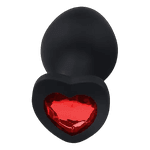 Plug Anal Em Silicone Preto Com Coração Vermelho M