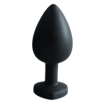 Plug Anal Em Silicone Preto Com Coração Vermelho M