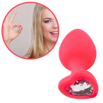 Plug Anal Em Silicone Rosa Coração Transparente M