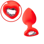 Plug Anal Em Silicone Vermelho Coração Transparente M