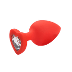 Plug Anal Em Silicone Vermelho Coração Transparente M