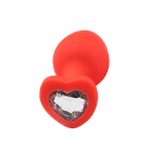 Plug Anal Em Silicone Vermelho Coração Transparente M