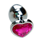 Plug Anal De Aço Inoxidável Formato Coração Pink Tamanho G