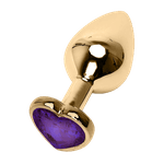 Plug Anal P Aço Dourado Coração Roxo
