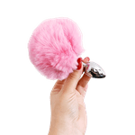 Plug Anal Pompom Cor Rosa Tamanho P