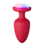 Plug Anal Vibratório Em Silicone Com Led E Controle Remoto Vermelho