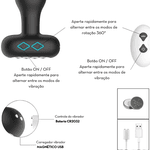 Plug Anal Vibratorio Em Silicone Com Rotacao 360 E Controle Remoto