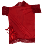 Robe Com Renda Manga Curta Vermelho TAM U