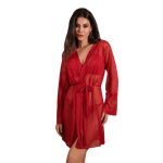 Robe Em Tule E Renda Sensual Vermelho Rubi 46 (GG) 40147