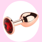 Plug Anal de Aço Rose - com Cristal Brilhante Vermelha - Tamanho P