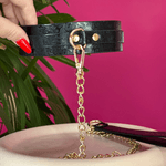 Coleira Bondage e Corrente Guia BDSM