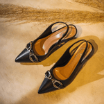 Scarpin Samanta Preto em Couro
