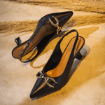 Scarpin Samanta Preto em Couro