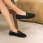 Mocassim Cecília Preto em Couro