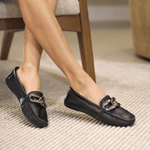 Mocassim Isabela Preto em Couro