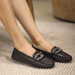 Mocassim Isabela Preto em Couro