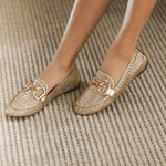 Mocassim Aurora em Trama Dourado