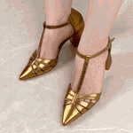 Scarpin Couro Fayence Bronze