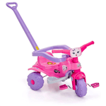 Triciclo Motoca Infantil Tico Tico Pets Rosa com Haste Removível