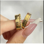 Par de alianças em moedas antiga revestida em prata 950 + aparador 